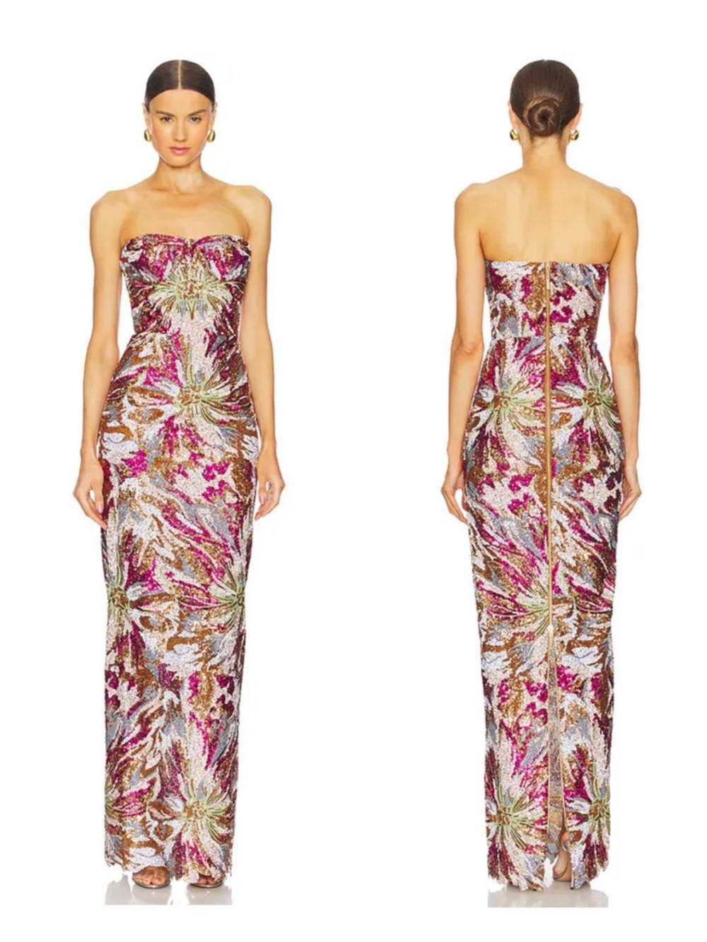 Bronx and Banco Dahlia Fuchsia Multi Maxi Dress